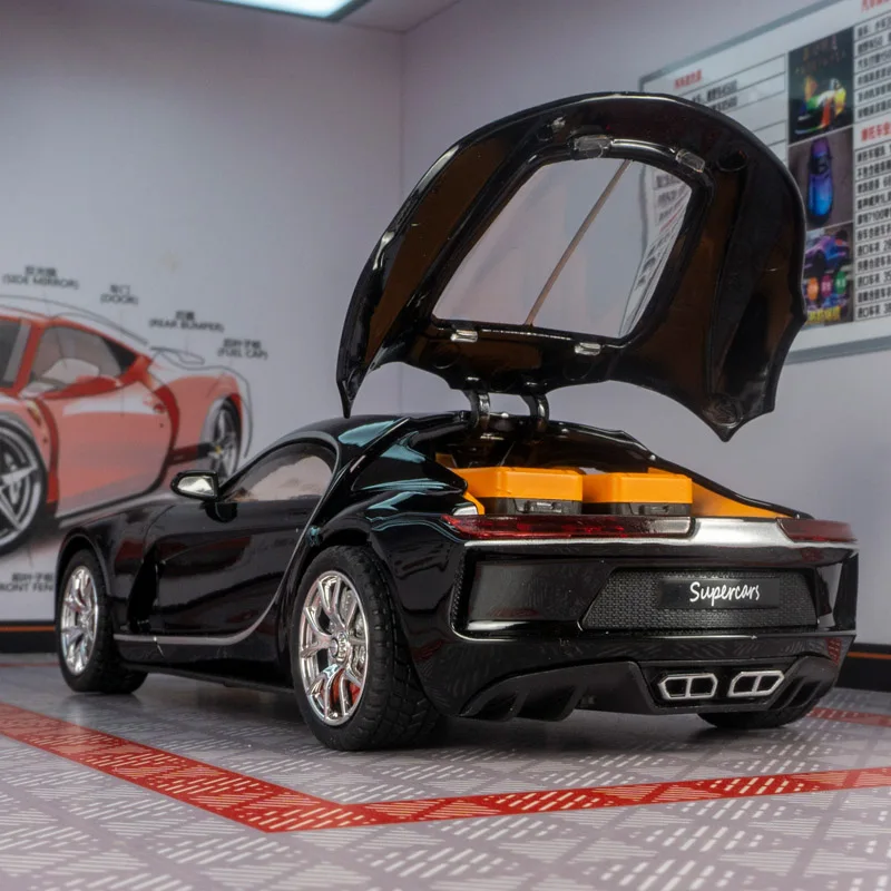 1:24 Bugatti Atlantic modelo de coche de aleación, puertas y capó de motor, el maletero se puede abrir para juguetes para niños