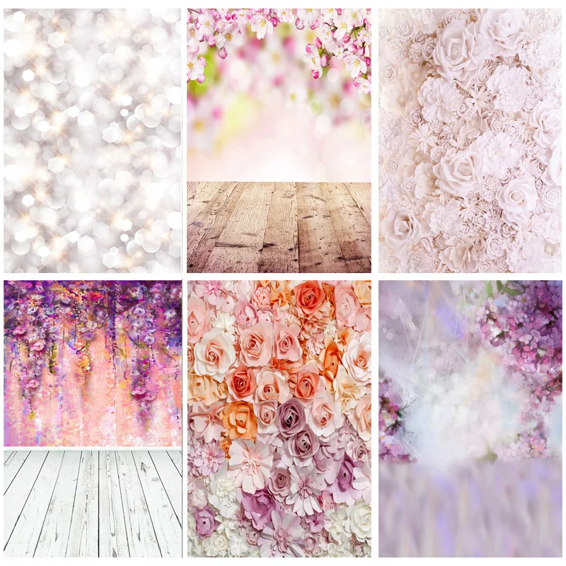 NITREE Art Fabric Valentine Day Photography Backdrops Prop Love Heart Rose Wooden Floor Photo Studio Background  211215-03