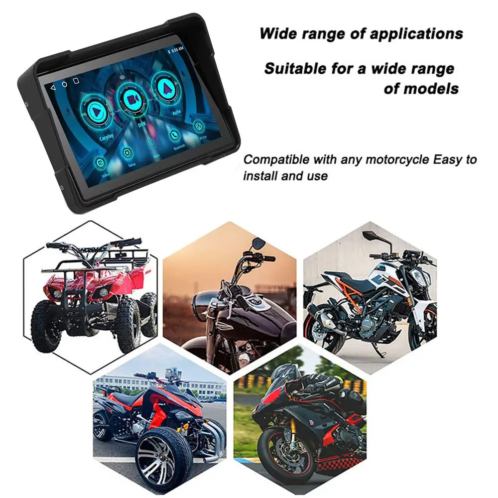 5 Inch Motorcycle Gps Tracker Waterproof Carplay Multimedia Player For Motorbike Android Auto Car Radio Gps Navigator Factory