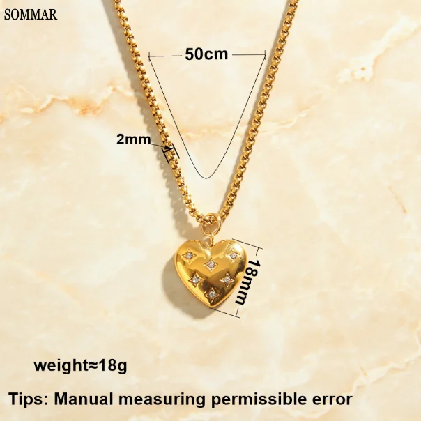 SOMMAR Hot 2022 Gold color Goddess necklaces & pendants peach heart zircon pendant multi-layer necklaces accessories