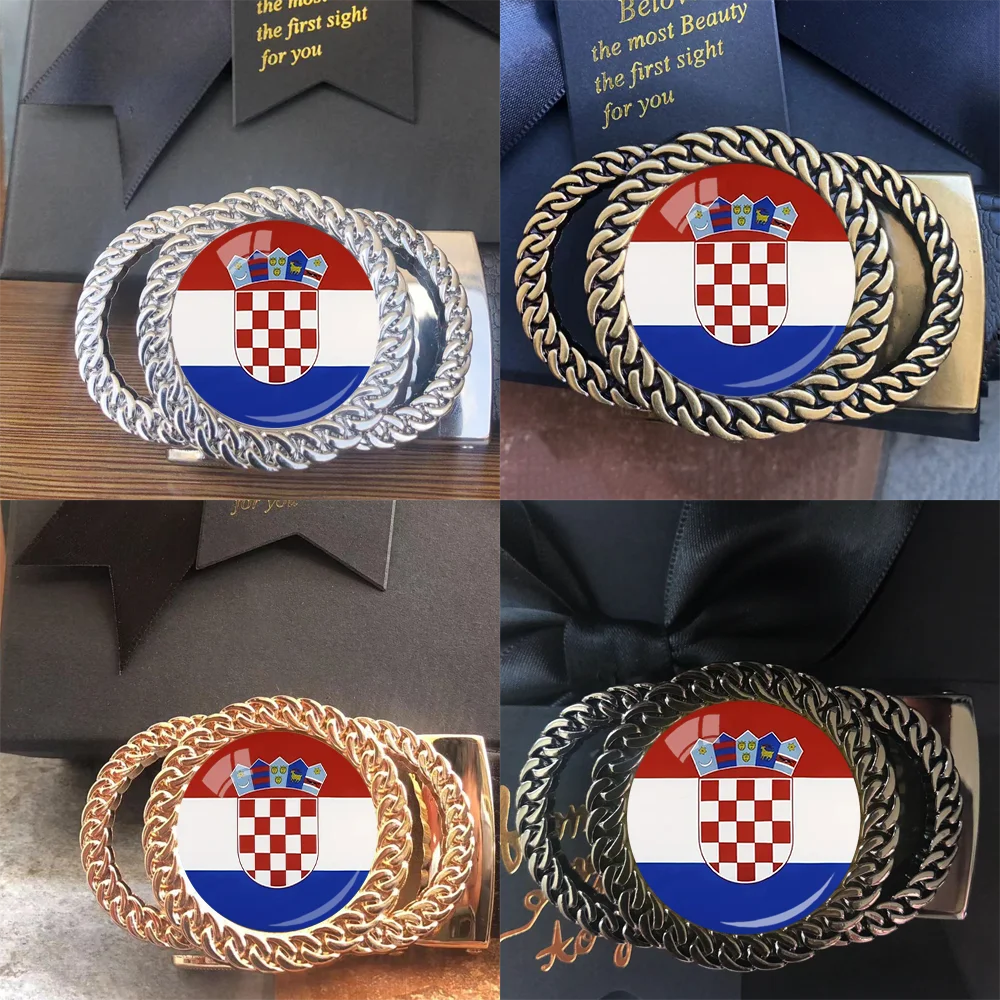 Croatia flag pattern automatic ratchet belt buckle fashion personalized waist accessory best gift for patriots