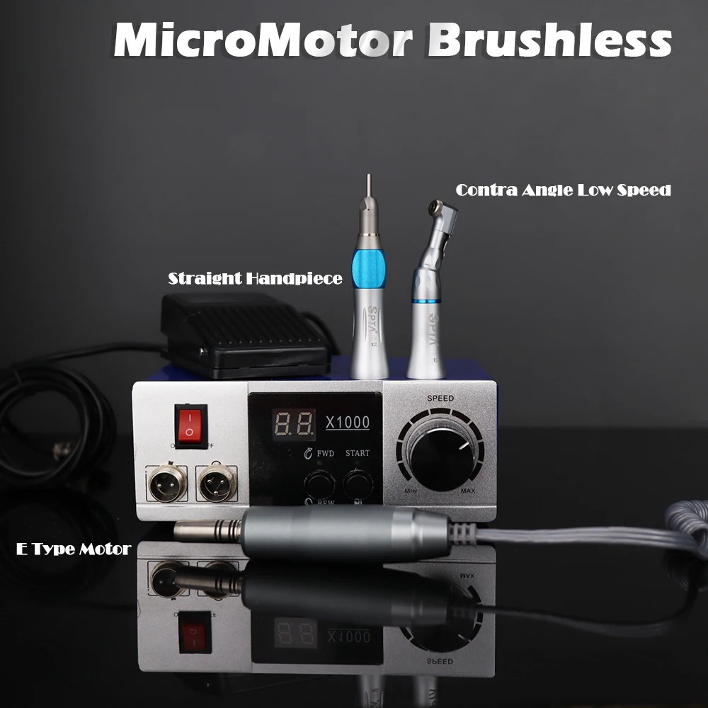 

SPTA Dental Brushless Polishing Jewelry E-Type Micromotor Polisher With Foot Step 50,000 RPM Speed Laboratory Polishing Tool Set