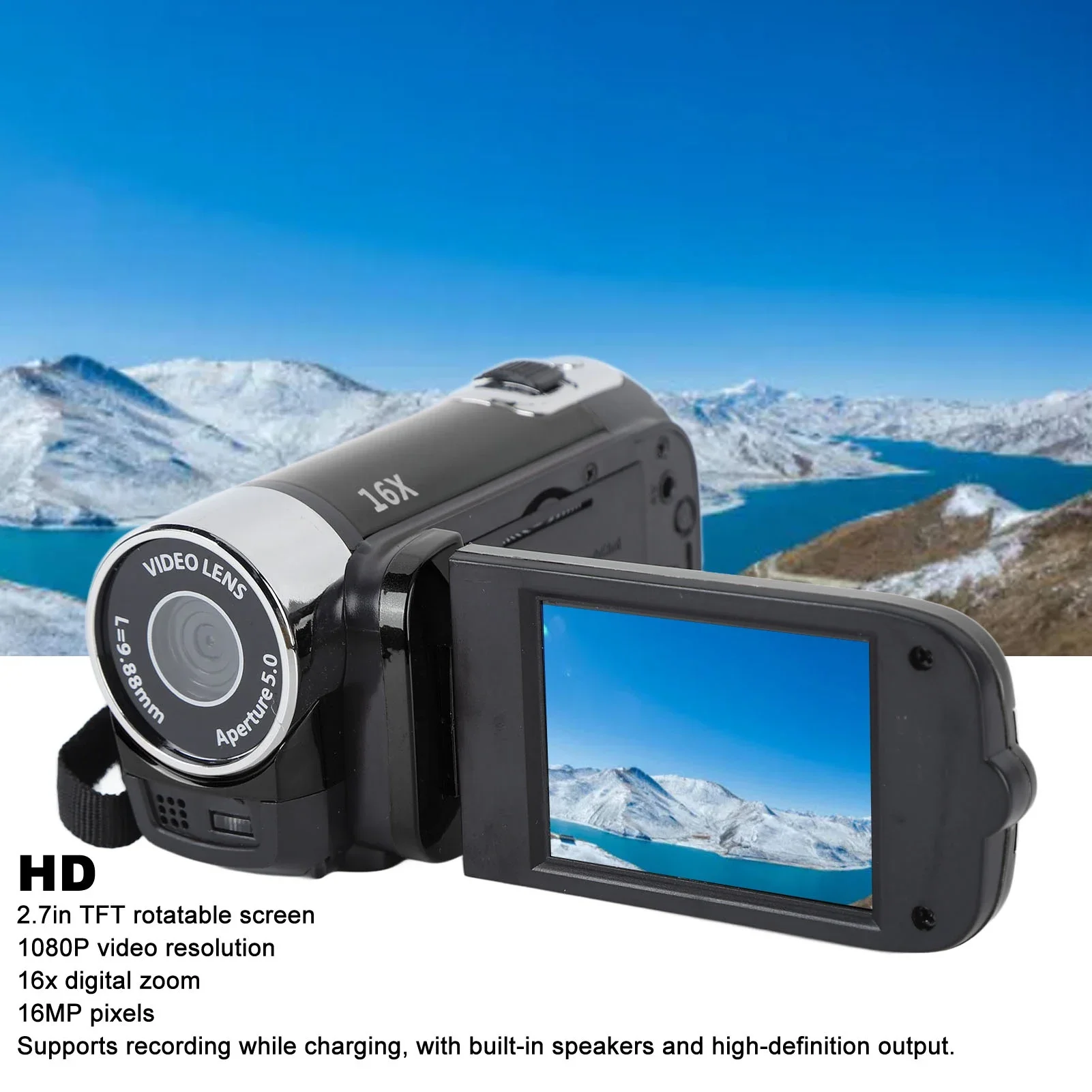 

4K 48MP DV Camera 2.7in TFT Rotatable Screen 16x Digital Zoom Video Camera with USB Cable new