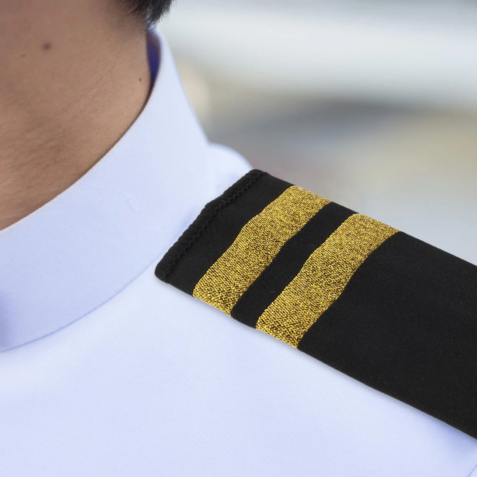 

1Pair Captain Pilot Shoulder Boards Epaulettes Professional Design Two Bars Aviation Uniform Badge Flight Cosplay Prop