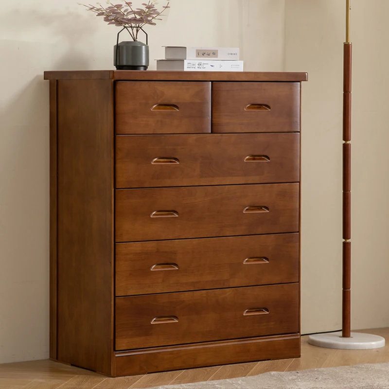 

Solid wood chest of drawers Bedroom multi-layer drawer storage cabinet Simple modern living room Rubber wood storage bucket
