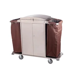 Luxury hotel stainless steel multifunctional linen cart guest room cleaning cart trolley