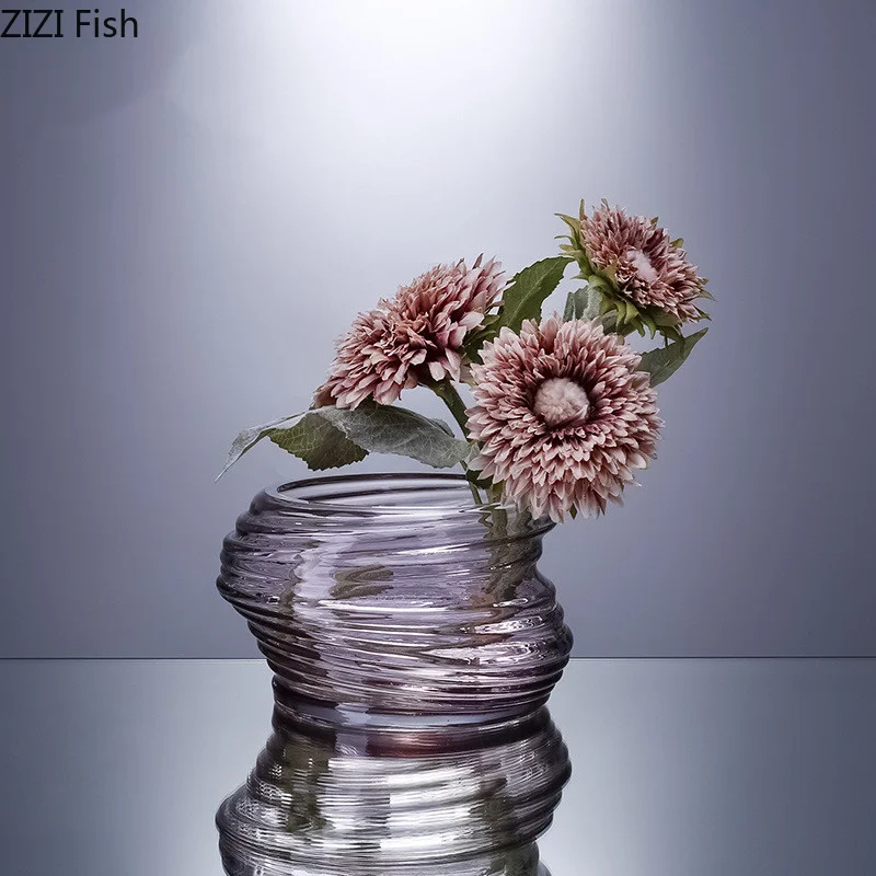 Tornado Shaped Glass Vase Living Room Flower Arrangement Ornaments Hydroponic Vase Dried Flower Vases Desktop Decorative Vase