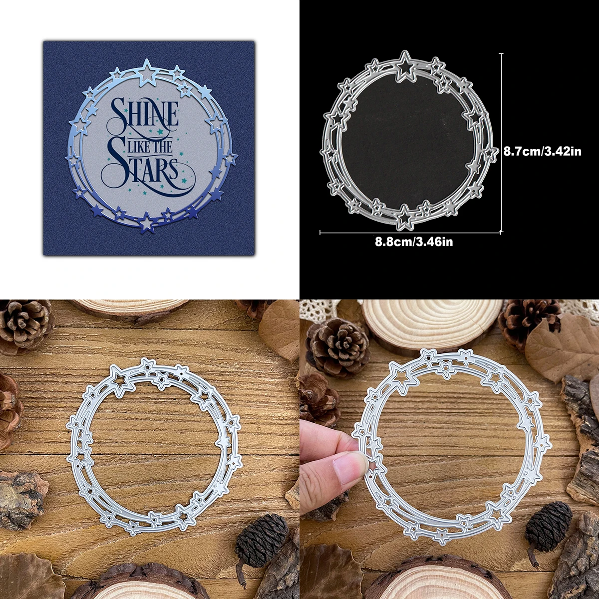 Lovely Leaves Stars Wreath Round Frames Metal Cutting Dies Stencils for DIY Scrapbooking Decorative Embossing DIY Paper Cards