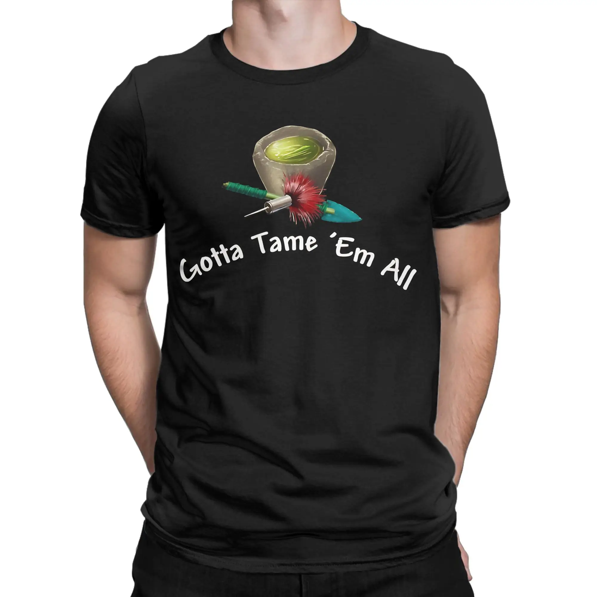 T-shirt drôle 100% coton pour hommes, Gotta Tame Em All Funny, ARK Survival Evolved