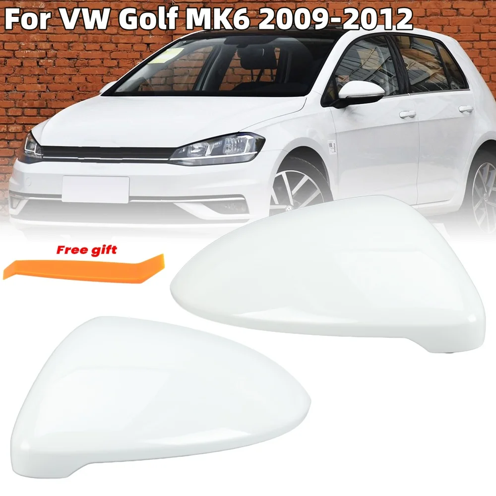 غطاء غطاء مرآة جانبية للسيارة VW Golf MK6 6 VI GTI R20 2009-2012 الرؤية الخلفية استبدال السيارات الإسكان لمعان أسود أو أبيض