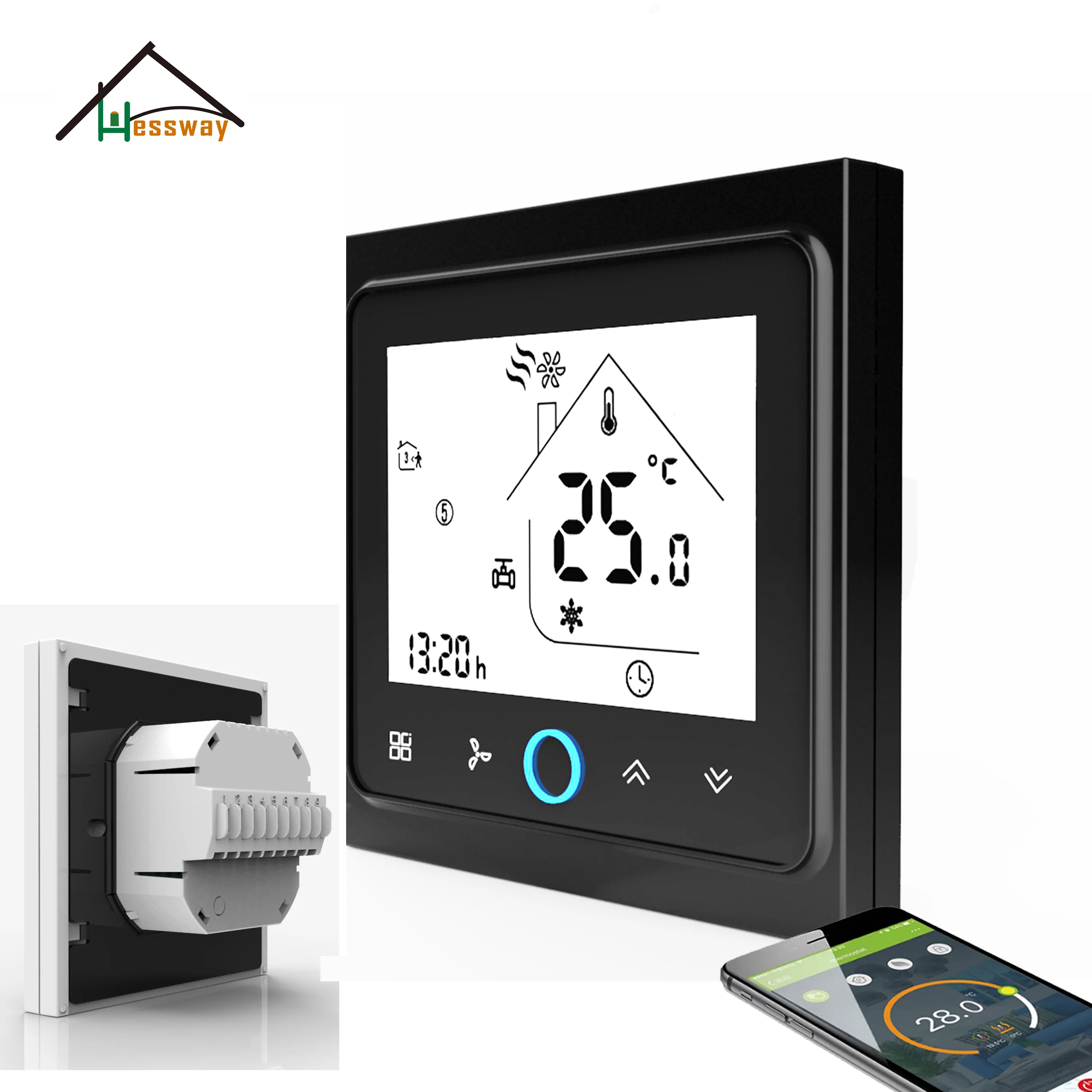 

HESSWAY 0-10V/AC Valve and Fan Coil Thermostat WIFI/ZIGBEE/RS485 for 24V 220V Temperature Adjustment Copling Heating