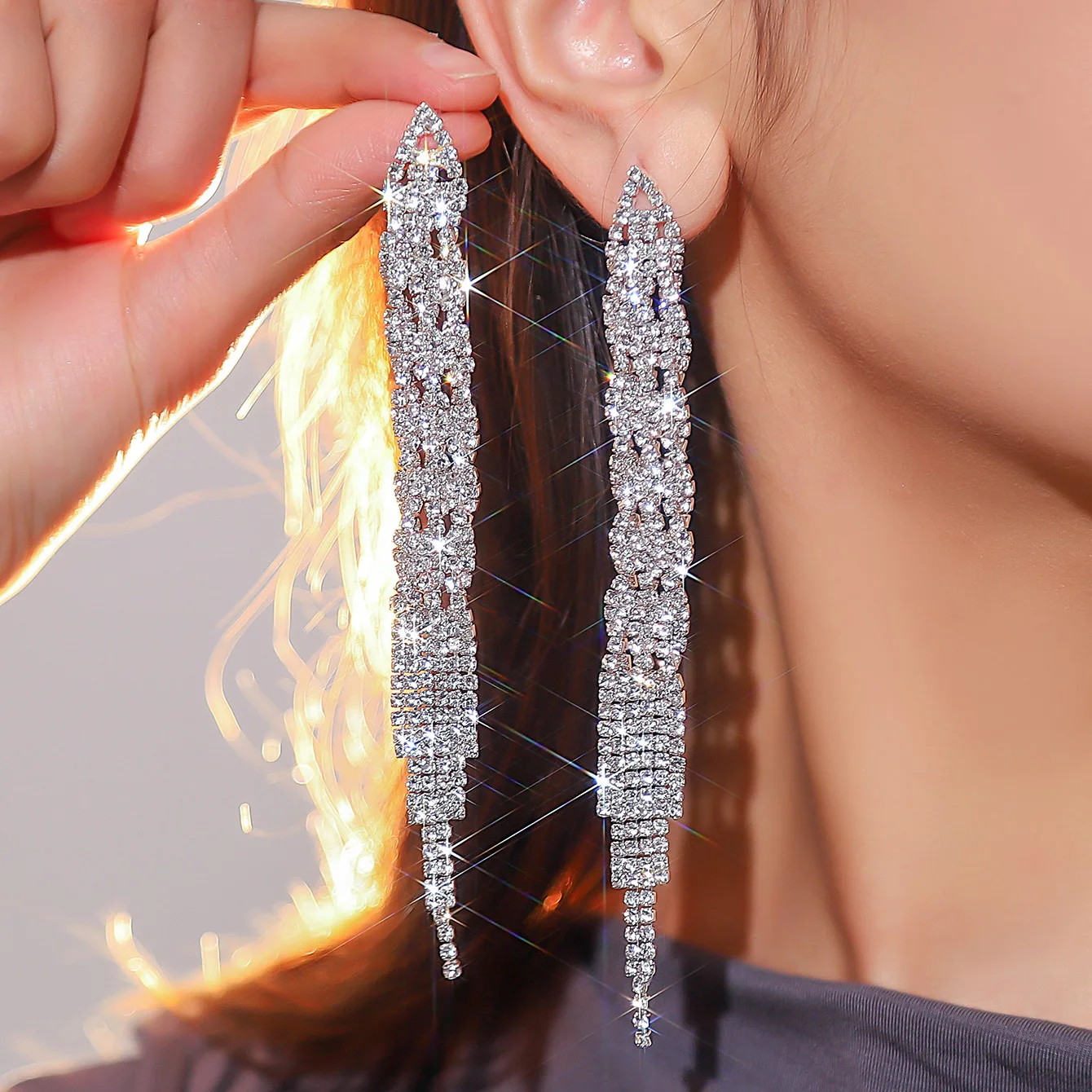 6-13cm luxurious Crystal Earrings Crystal Rhinestone long Drop Earrings For Woman Girl Gifts wedding Jewelry Wholesale