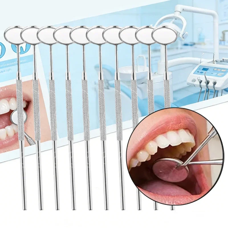 

Stainless Steel Dental Mirror 10pcs Professional Dentist Tools Oral Cavity Exam with Handle