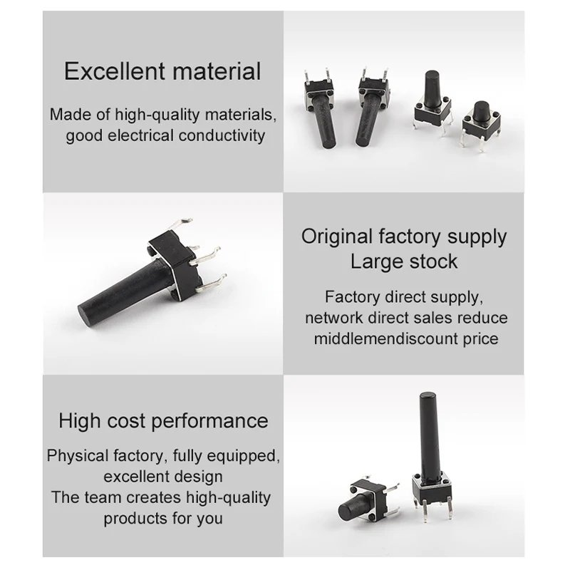 20PCS/lot Tactile Switch Momentary Tactile tact Push Button Switch 6x6x4.3/5/5.5/6/7/8/9/10/11mm Mini Micro Switch 6x6mm
