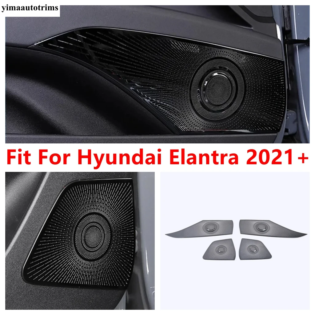 

Car Side Door Speaker Audio Sound Frame Decoration Cover Trim Stainless Steel Accessories Interior For Hyundai Elantra 2021 2022