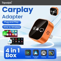 Adaptador Carplay 4 en 1 2026, Nueva Versión Inalámbrica, Android Auto, Airplay, Mirror Link, Caja Inteligente con IA, USB, Plug and Play, Conexión Automática