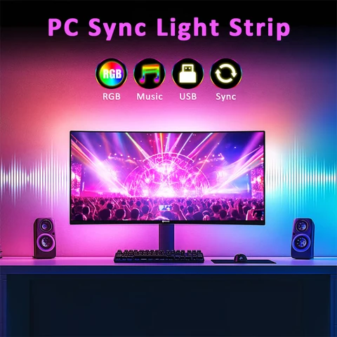 USB Computer Sync Light Strip PC Strip Lights 24 27 32 34 Inch Monitor…