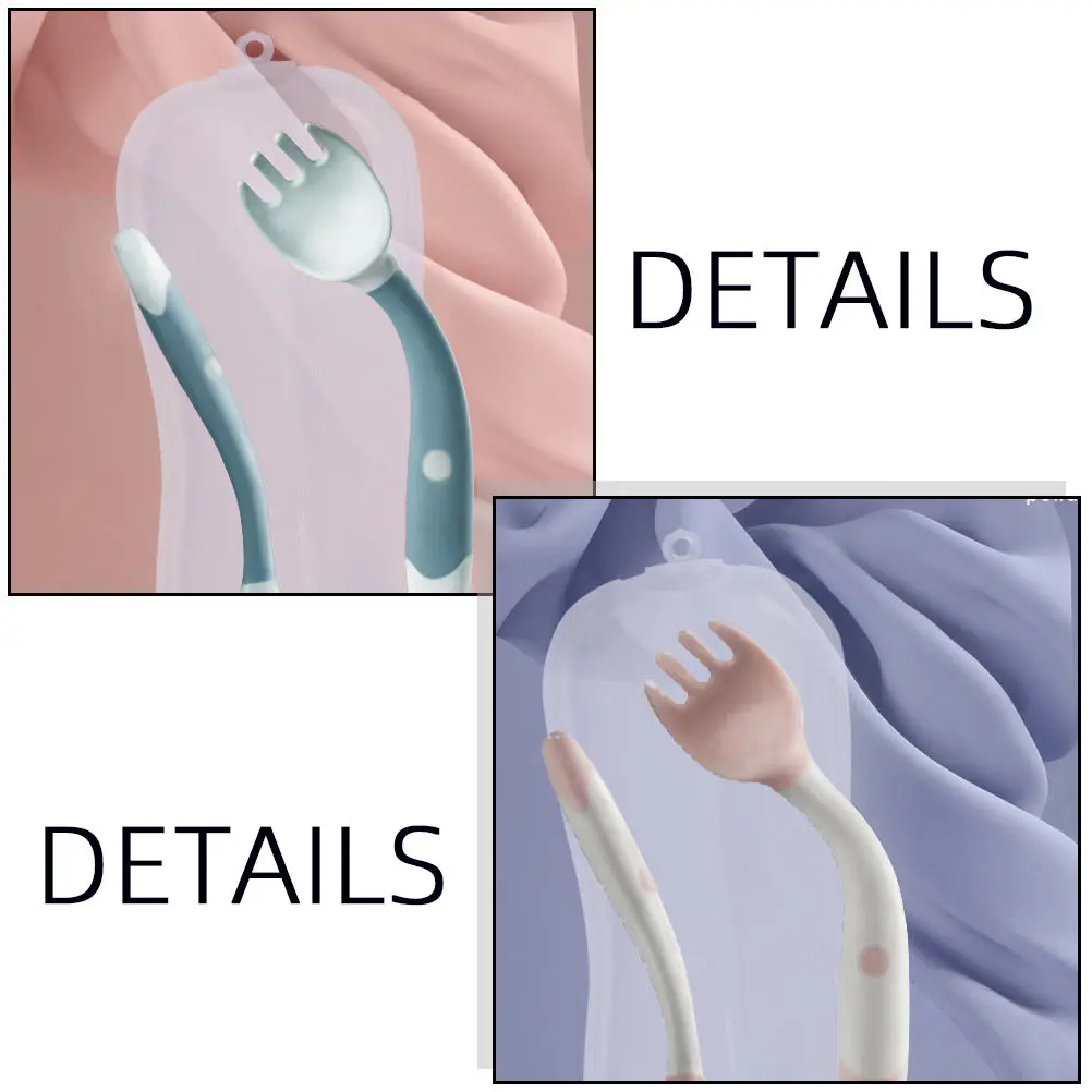 

2Sets Twistable Baby Tableware Fork Spoon Kit Flexible Bendable Spoon for Child Eating Training Food Grade PP Non-Slip Tpe