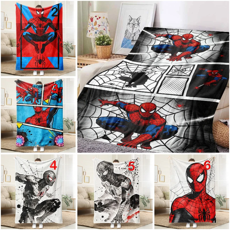 Marvel Spiderman Panel Blanket Flannel Throw Warm Sofa Bed Cover Home Decor