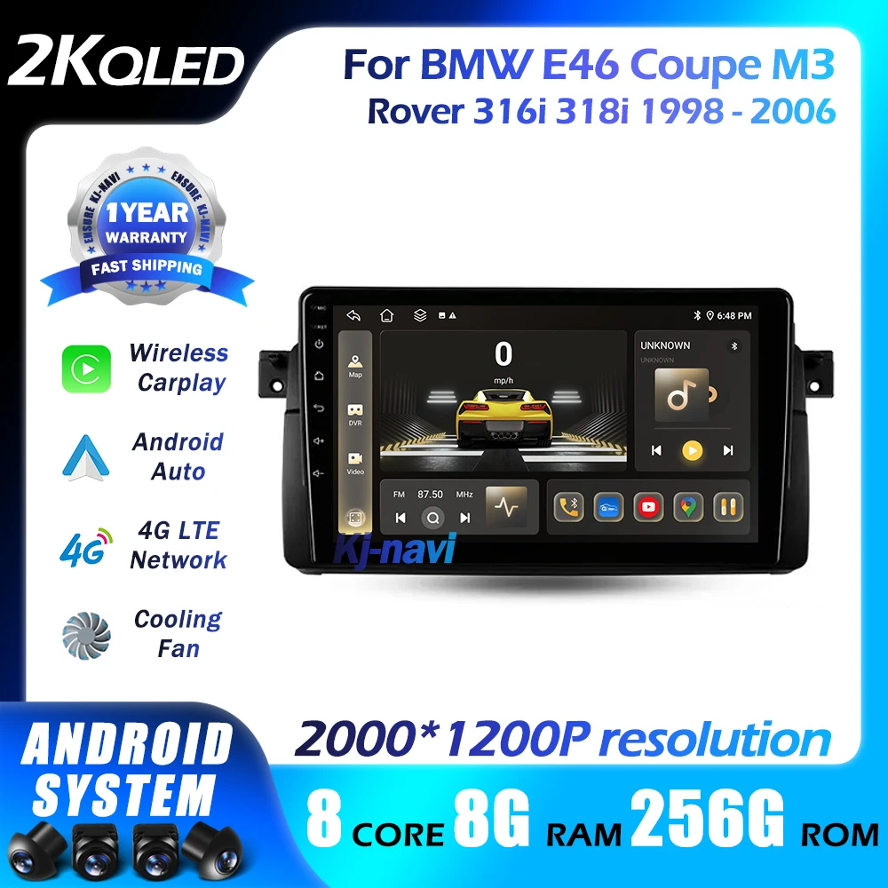 

Android 14 Car Radio For BMW E46 Coupe M3 Rover 316i 318i 1998-2006 IPS Touch Screen Multimedia Video Player Navigation GPS WIFI