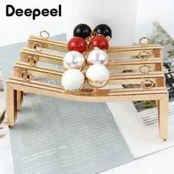 Deepeel 21 cm Altın Kabartmalı Inci Kafa Çanta Çerçeve Öpücük Toka DIY Çanta Kolları Vida Deliği Donanım Çanta Aksesuarları, 1/2/5 Adet