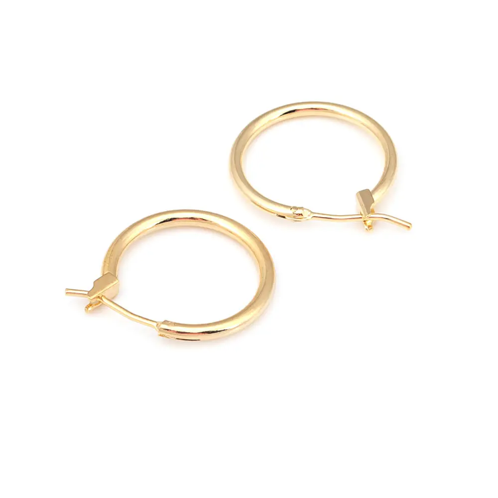 14MM 15MM 18MM 18K Gold Color Brass Round Circle Loop Earrings Hoops Diy Jewelry Making Supplies Earrings Accessories for Women