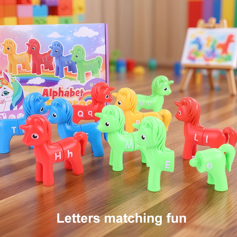 เกมจับคู่ตัวอักษร ABC ฝึกการประสานมือและตา ฝึกการเรียงสีและรูปทรง ของเล่นมอนเตสซอรี่ เรียนรู้ตัวอักษรภาษาอังกฤษ ตัวพิมพ์ใหญ่ ตัวพิมพ์เล็ก ของขวัญสำหรับเด็ก