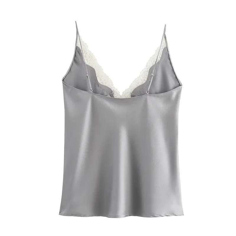 الصيف الخامس الرقبة أكمام الدانتيل حافة سترة المرأة السباغيتي حزام قمة صغيرة أنيقة موضة مثير الشارع الشهير حريري الملمس الرسن #4