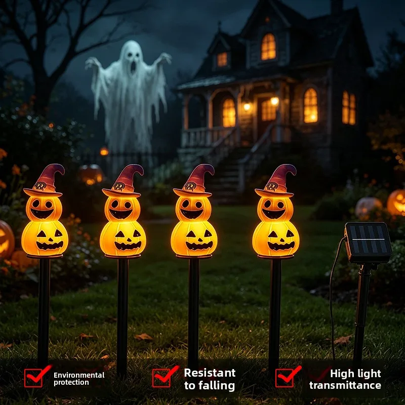 2026 New Solar Halloween Pumpkin Stake Light Waterproof Outdoor Villa Garden Lawn LED Decor Lamp