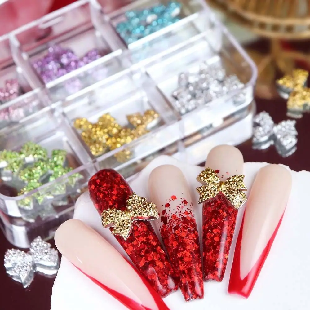 Metal Butterfly Butterfly Nail Decorations Resin Bow Tie Bowknot Nail Rhinestones Shiny 3D Nail Drills DIY Nail Charms