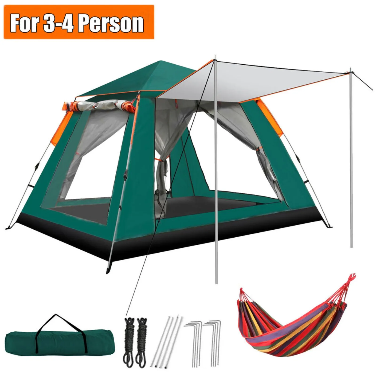 

US 3-4 Person Pop Up Tent Waterproof Outdoor Instant Tent for Family Camping Hiking