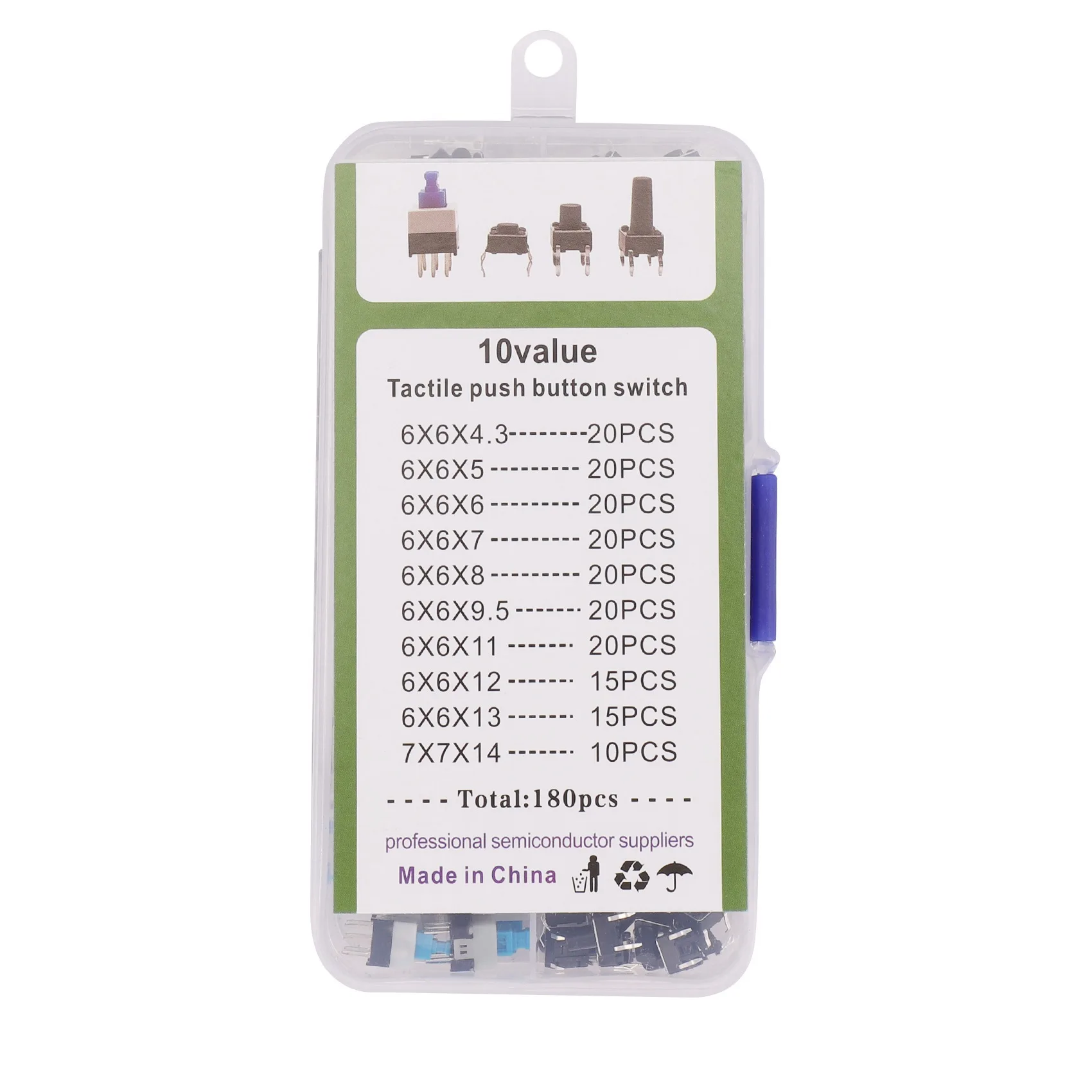A02M-10 Kinds Values 360PCS Tactile Push Button Switch Micro-Trigger Mini Momentary Tact Assortment