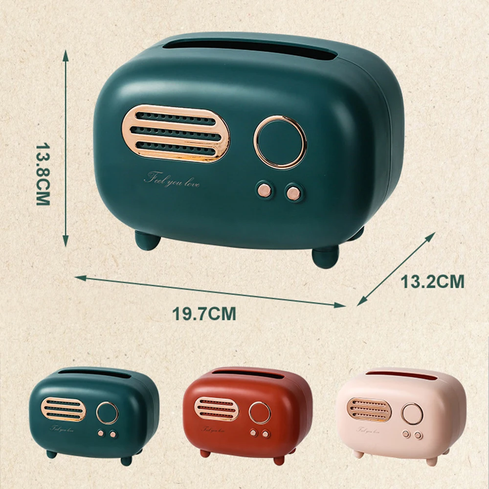 Retro Radio Shape Tissue Box Practical Cute Tissue Dispenser For Home Office