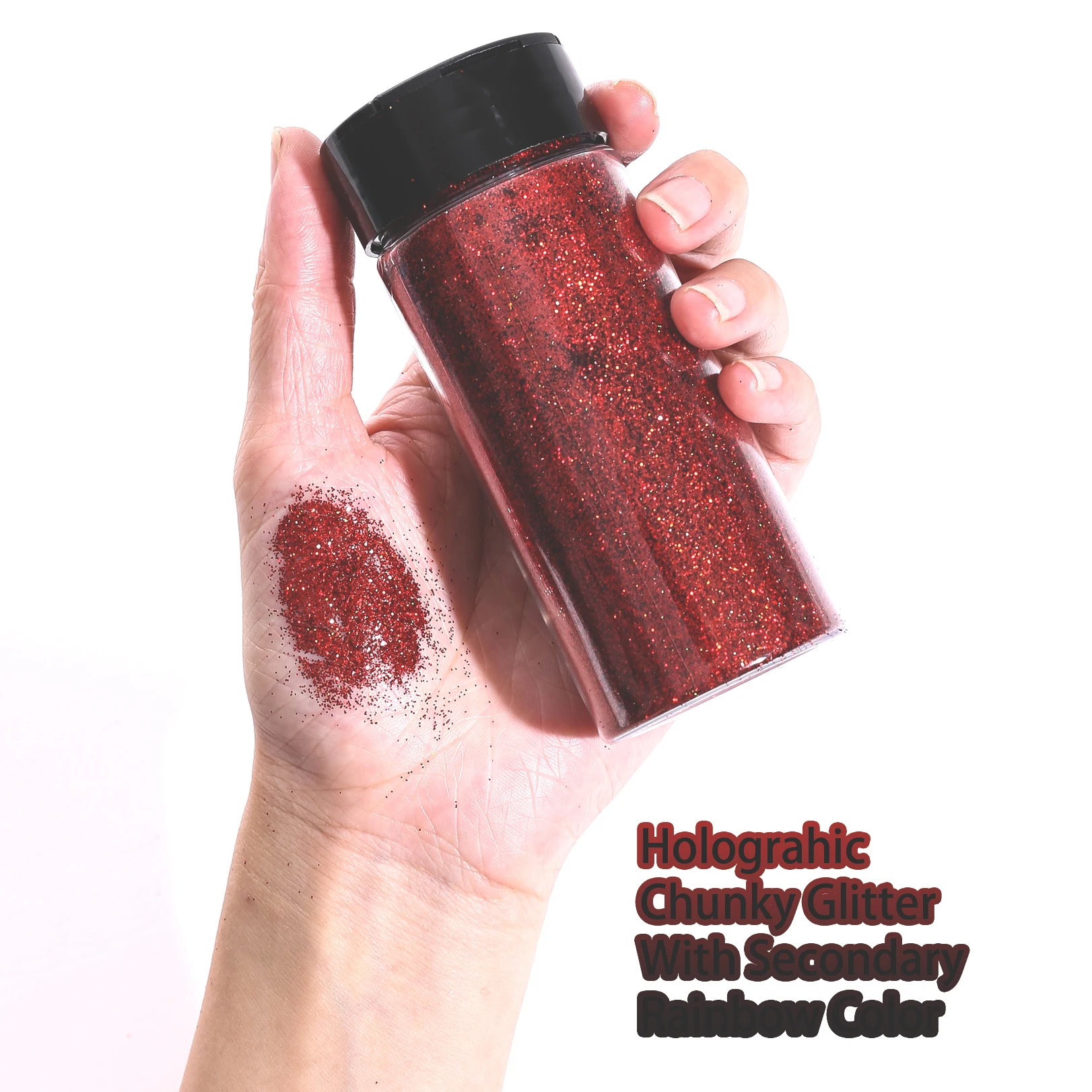 80G/2,8OZ holografischer ultrafeiner Glitzer, 1/128" Harz-Glitzerpulver, Paillettenflocken, Haar, Gesicht, Körper, Nagelglitzer – Detail 3