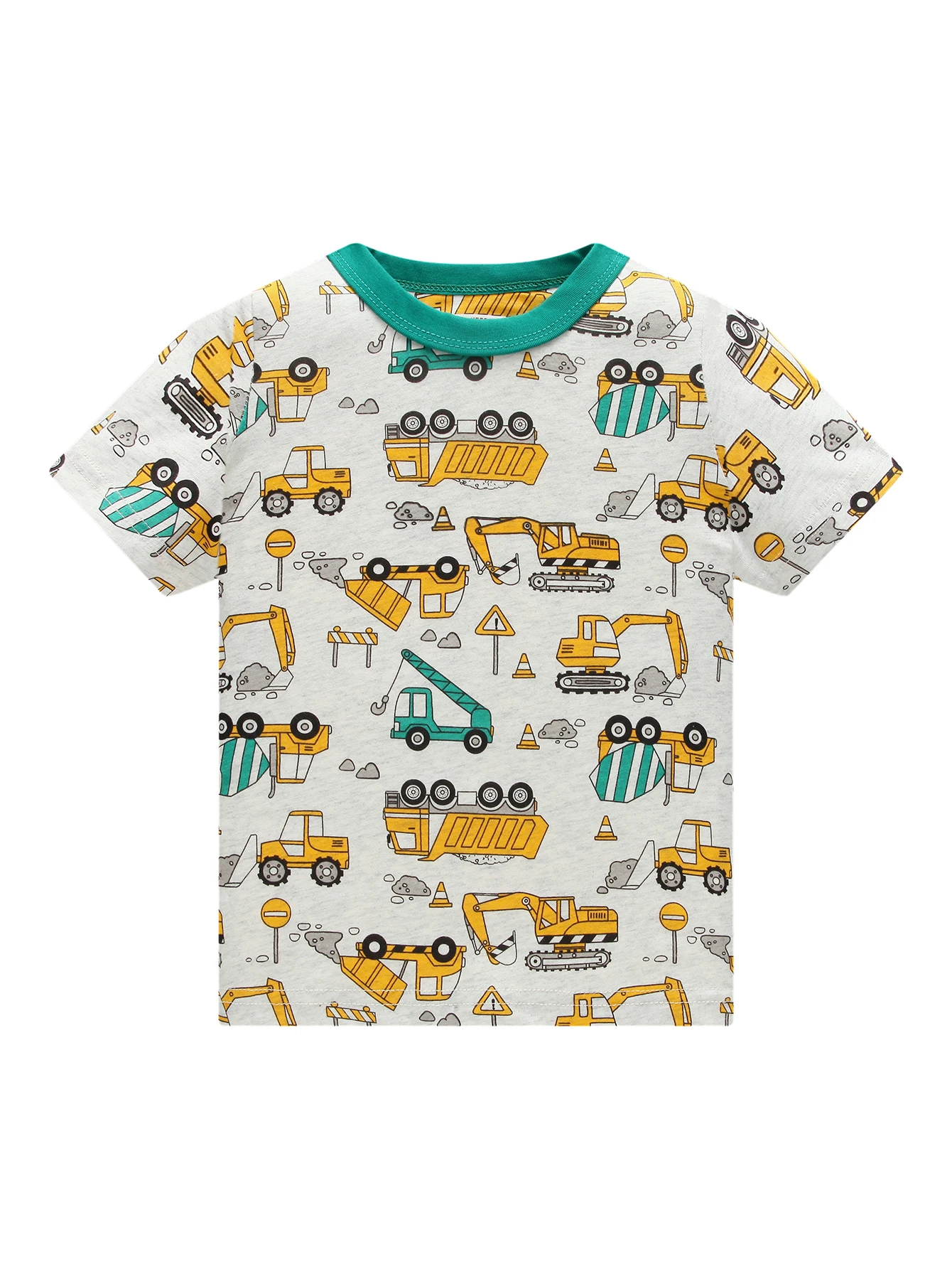 Sommer Neuer Stil Jungen 1-8 Jahre Alt Reine Baumwolle Pyjama Cartoon Baufahrzeug Dünner Kurzarm-Shorts Kinder Hauskleidung Set – Detail 11