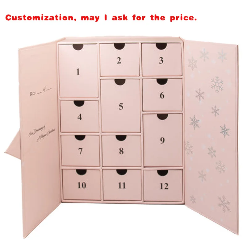 

custom.Cardboard pink Advent Calendar Box Empty Custom Luxury Box 10 Days