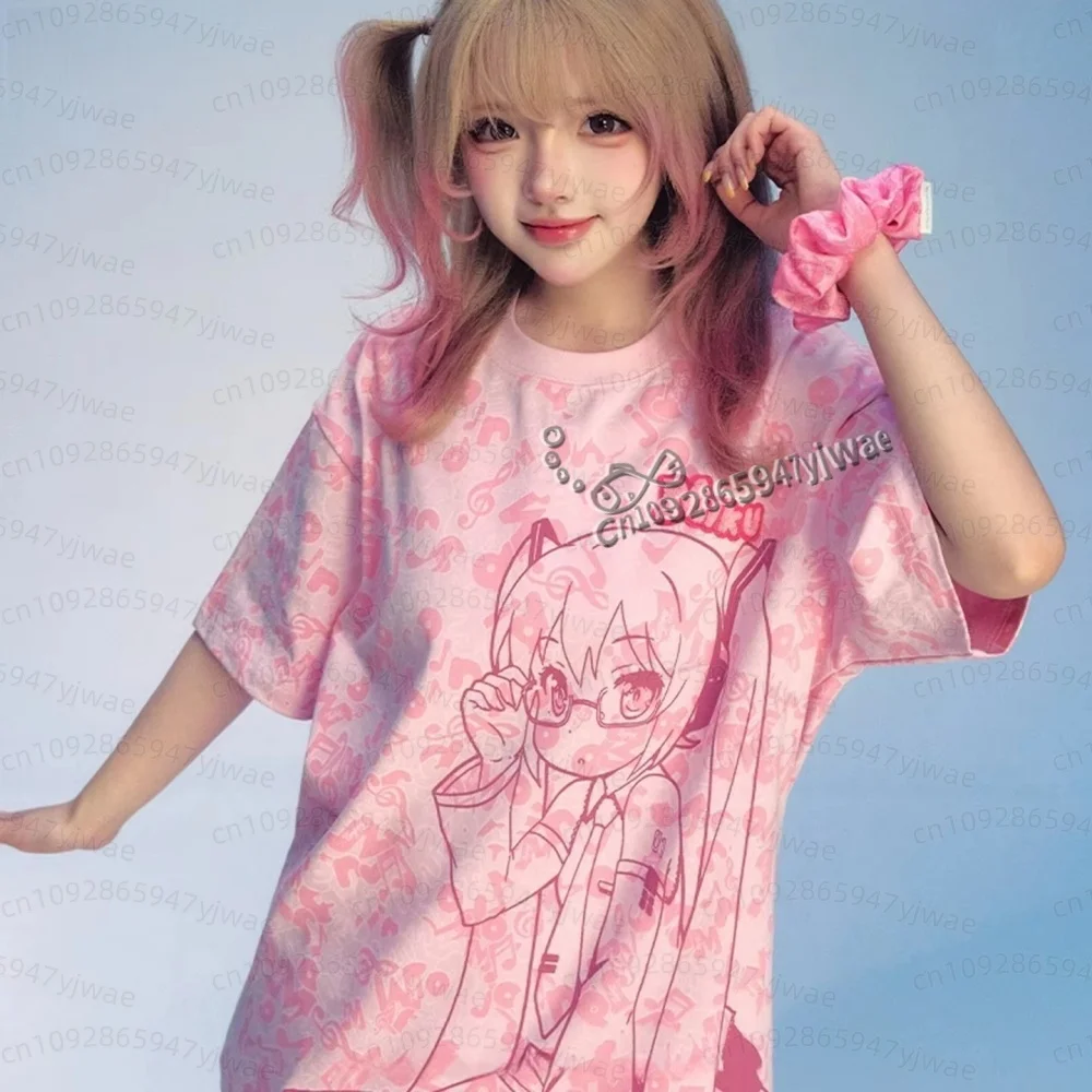 26 Summer Women Men Y2k Cartoon Girl Cosplay T-Shirt Ladies Oversize 3d Printed Short-Sleeved O-Neck Sports Motorcycle T Shirt