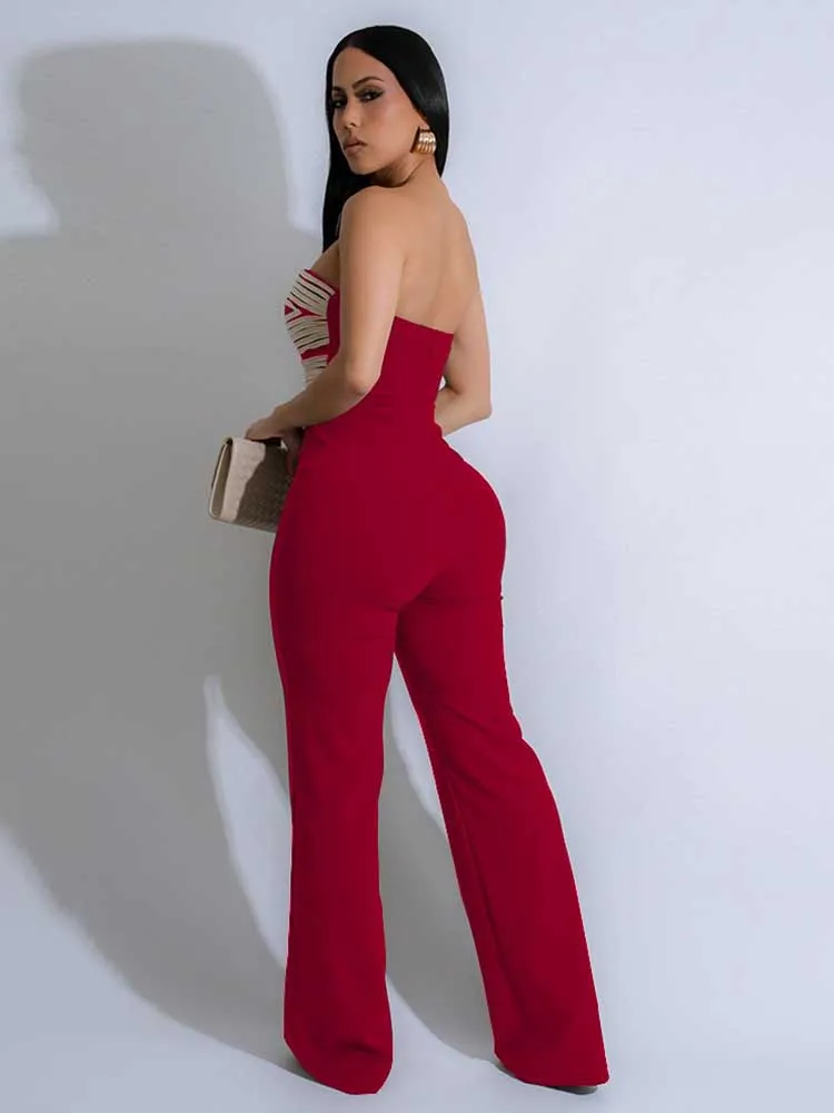 Mono sin tirantes de verano para mujer, trajes sexis de una pieza con cintura recortada, mono de fiesta, ropa para mujer, monos sin espalda de longitud completa