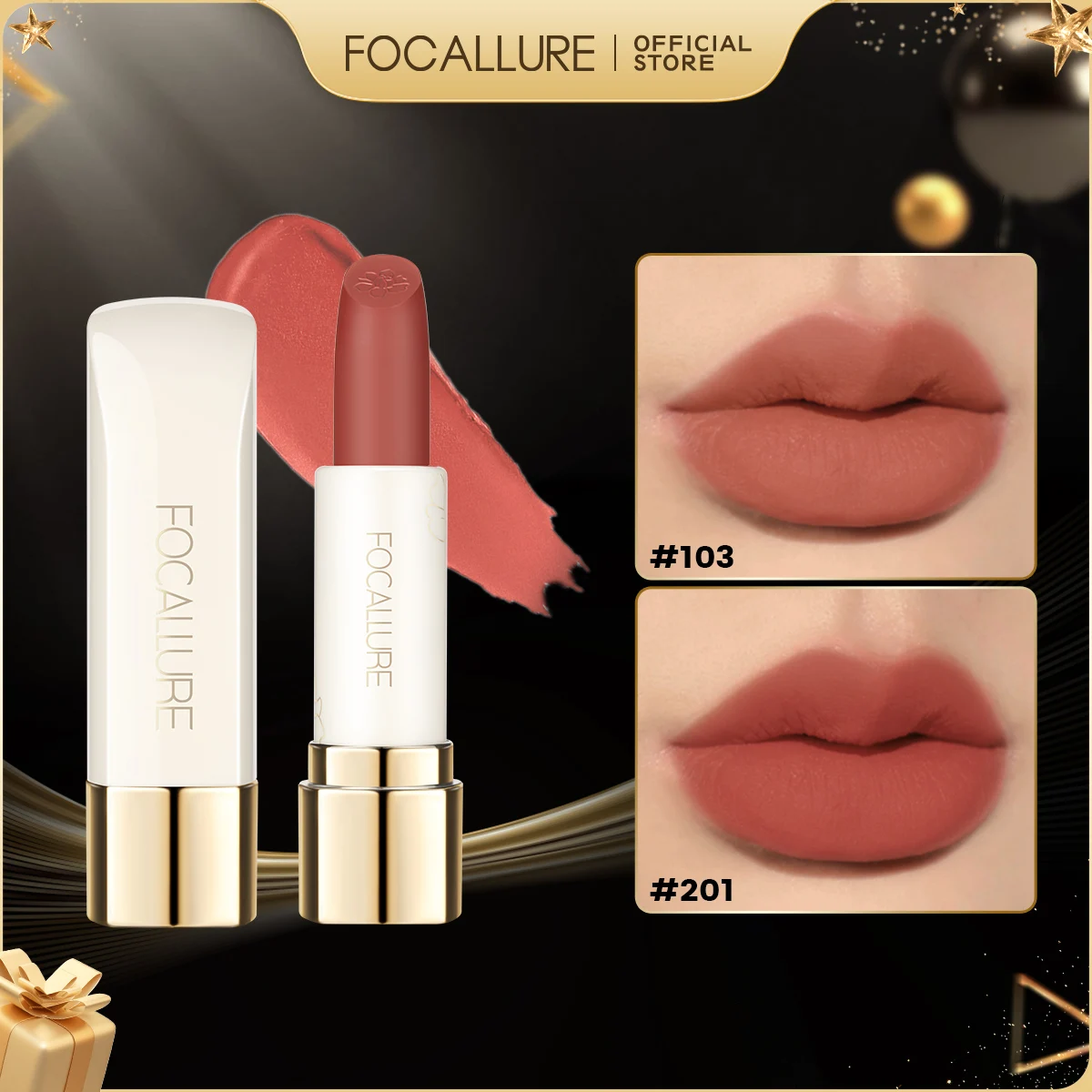 FOCALLURE Natural Matte Lipstick Waterproof Long-lasting Smooth Moisturizing Lip Balm Lightweight Lip Glaze Makeup Cosmetics