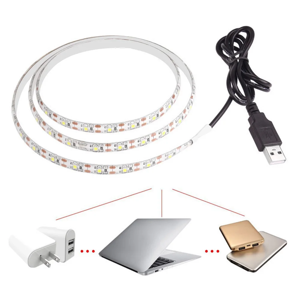 1meter DC 5V USB LED-strips 2835 Wit Warm Witte LED Strip Light TV Achtergrond Verlichtingstape Home Decor Lamp LED String Light