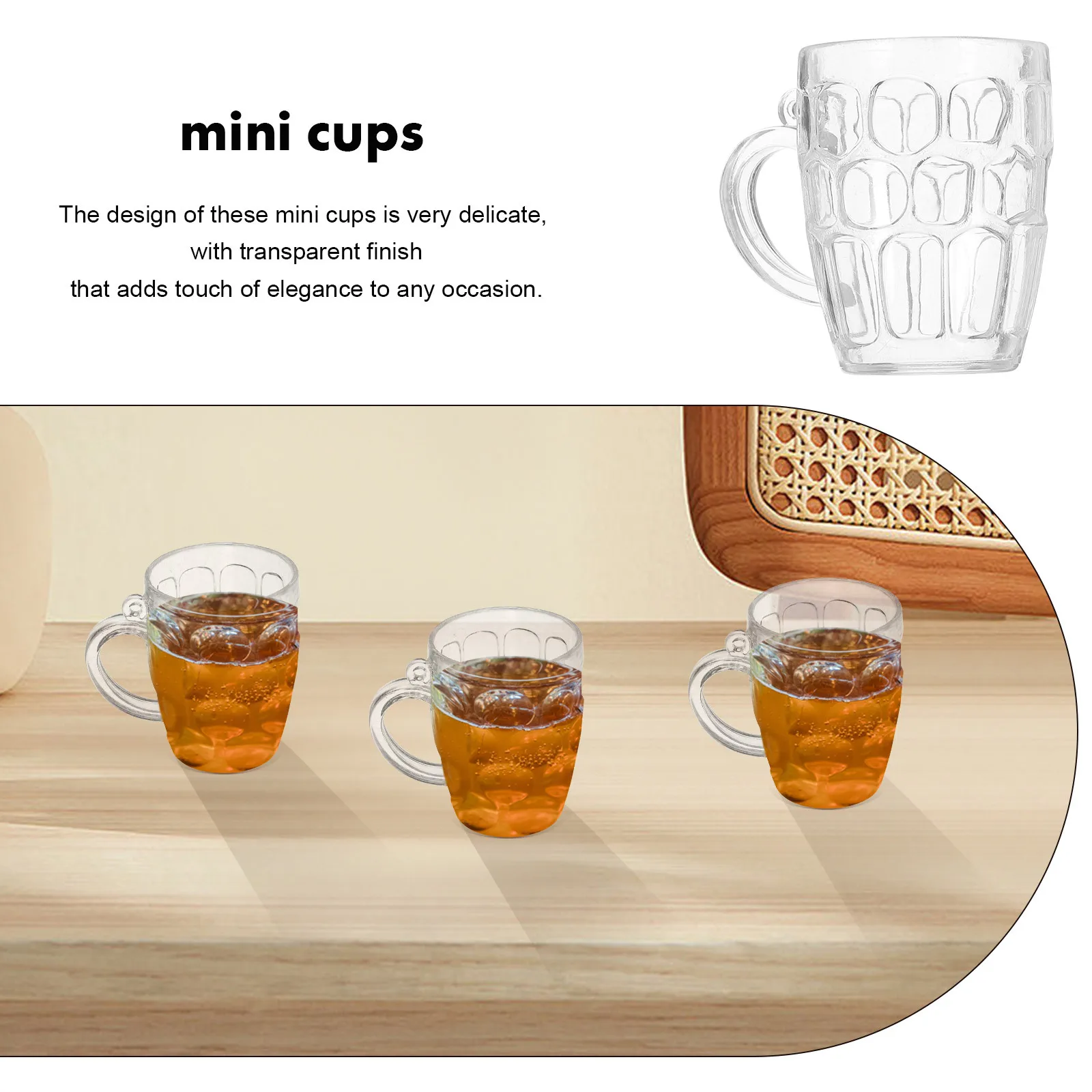 

50pcs Mini Beer Cups Transparent Lightweight Miniature Mugs For Party Wedding Outdoor Picnic Desk Decor Beer Festival Micro