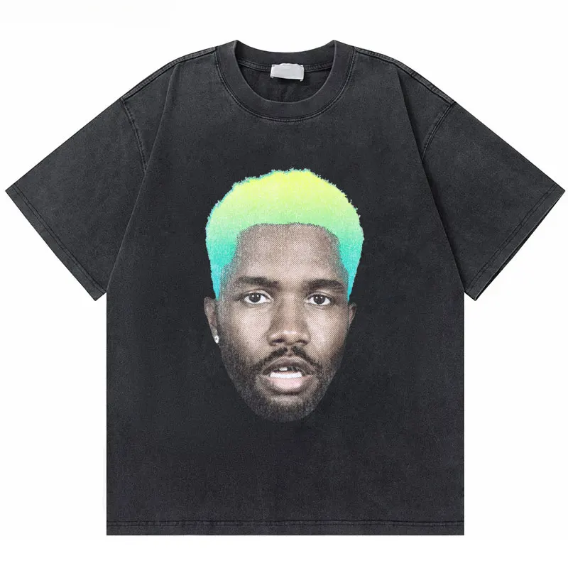 Washed Vintage Rapper Frank Oversized T Shirt Ocean Hip Hop