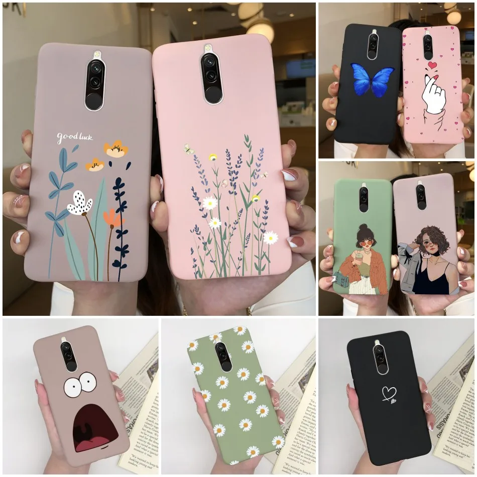 Soft Case For Xiaomi Redmi 8 Case Silicone Fundas Phone Back Cover For Redmi8 Case Flower Love Heart Bumper For Xiaomi Redmi 8