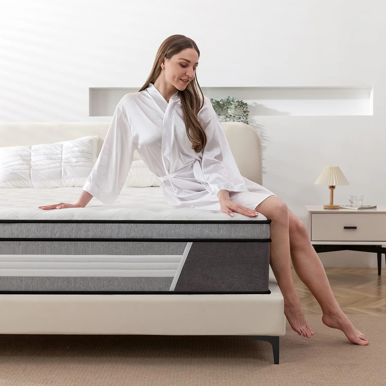 

14 Inch Innerspring Hybrid Mattress in a Box with Gel Memory Foam, Individually Wrapped Encased Coil Pocket Spring Mattress