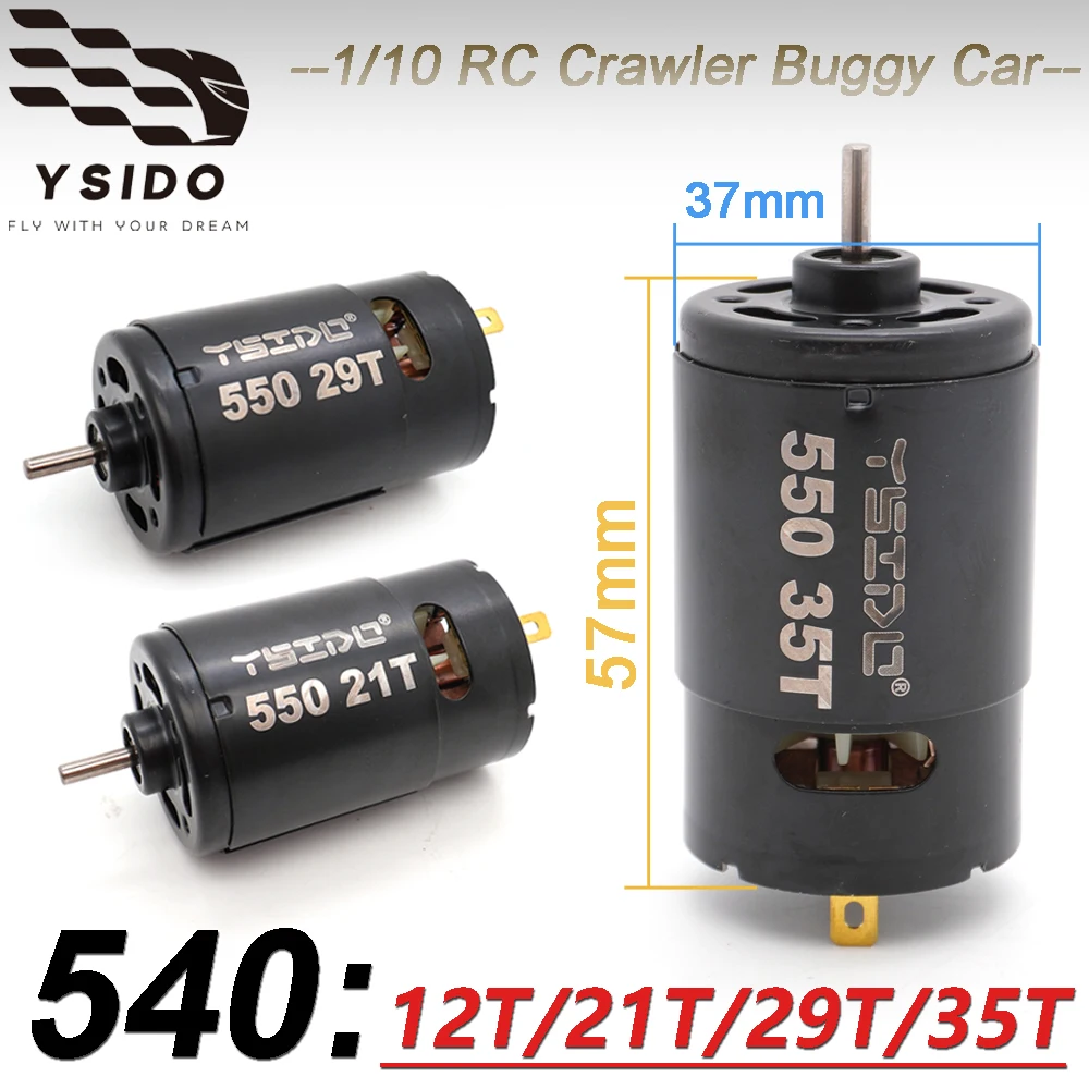 YSIDO RC Motor 550 12T/21T/29T/35T Brushed Motor W/Programming Card for Mini20A ESC 1/10 RC Crawler Buggy Car Axial SCX10 II III