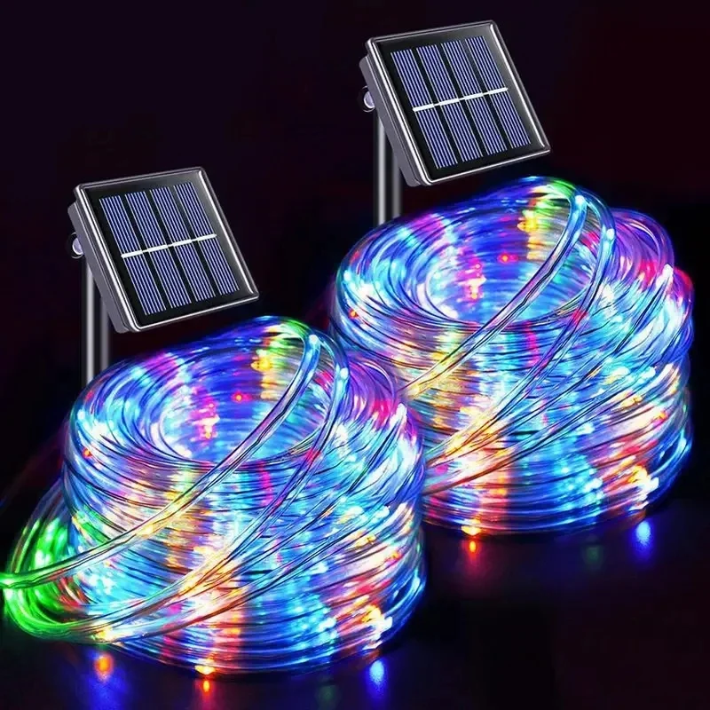 Solar LED Rope Light Outdoor Waterproof for Garden Terrace Wedding Party Christmas Tree Lighting Decoration