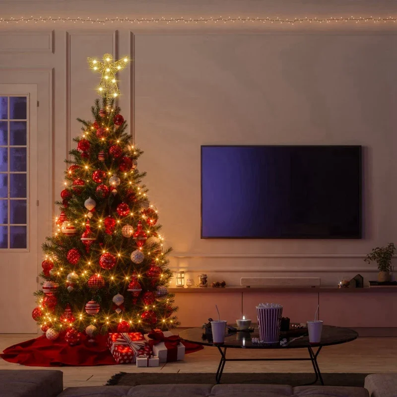 ضوء بريق معدن الحديد الملاك شجرة عيد الميلاد توبر ديكور للمنزل شجرة عيد الميلاد زخرفة نافيداد السنة الجديدة عطلة مكتب المنزل #3