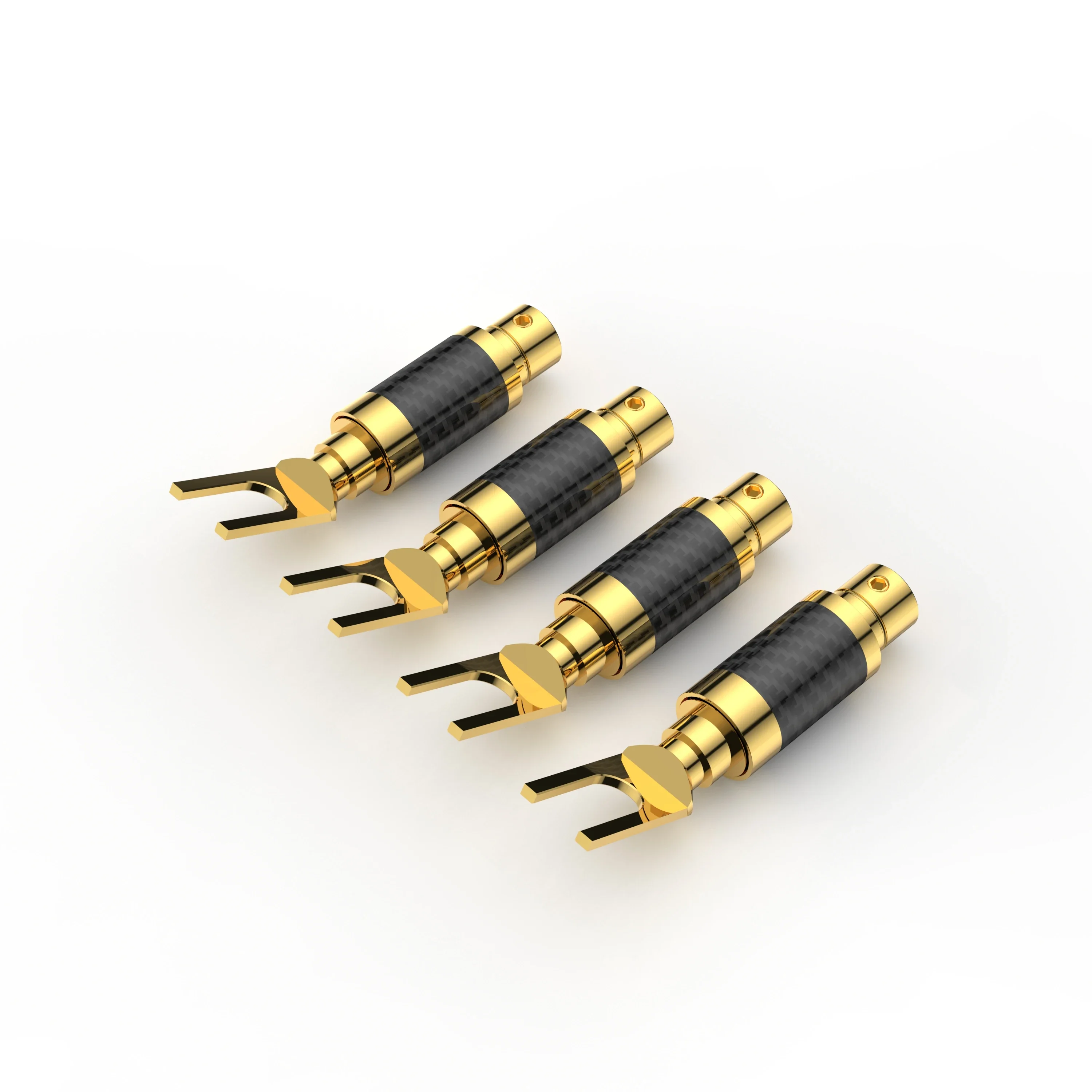 VB603G Spade Carboner Connettore in fibra di carbonio Spina a Y per cavo altoparlante hifi spina a forcella 4 pezzi