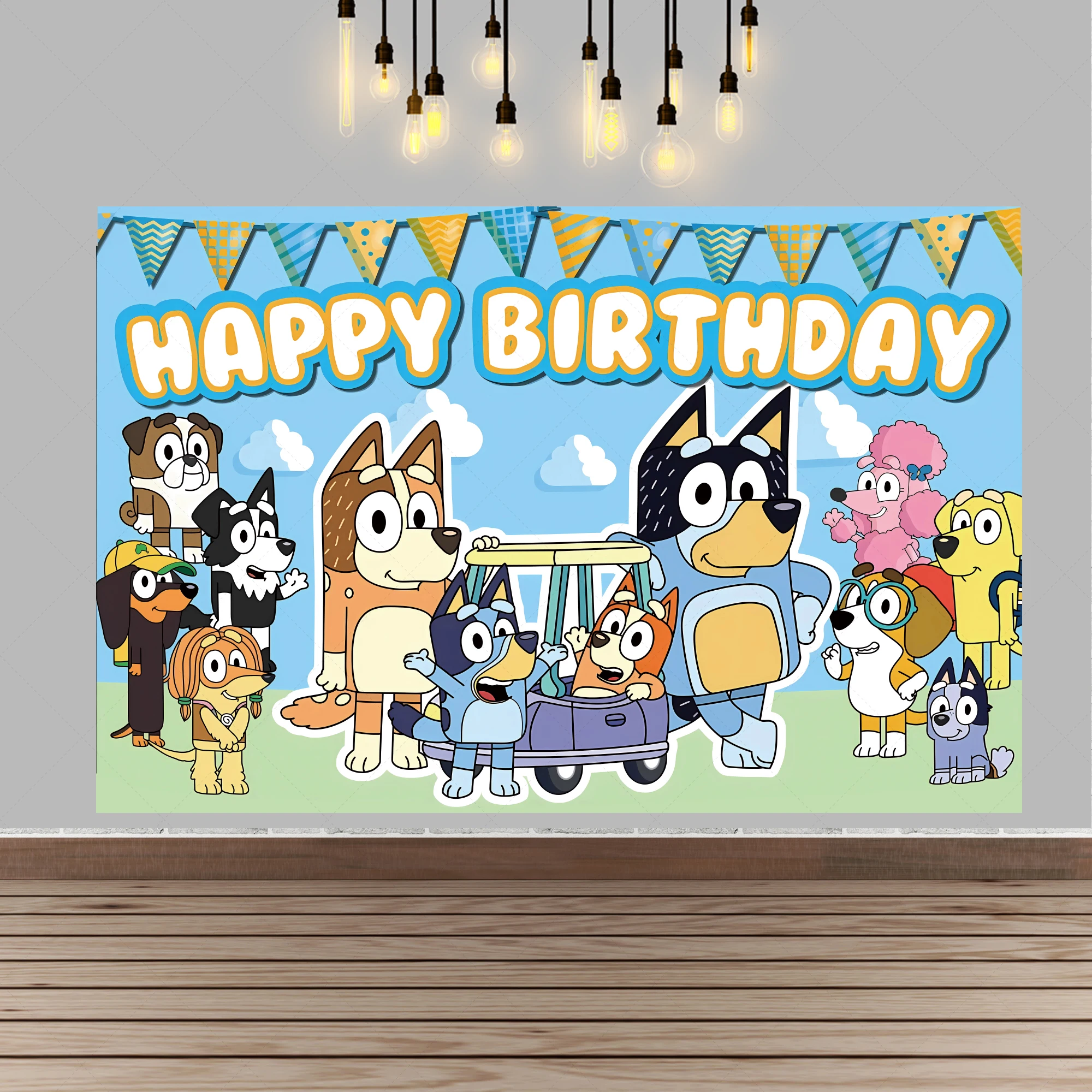 Blue Dog House Birthday Party Background Baby Shower Poster Photography Studio Shepherd Dog Decorative Custom Backdrop Props