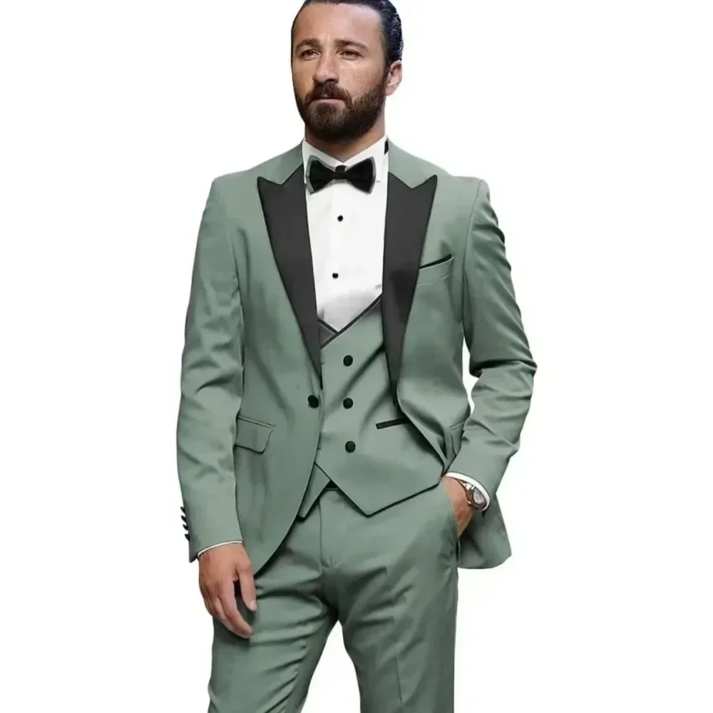 Мужской классический костюм Ternos из трех предметов, пиджак с лацканами, жилет, брюки, облегающий элегантный одинаковый мужской костюм для официальной одежды, ансамбль